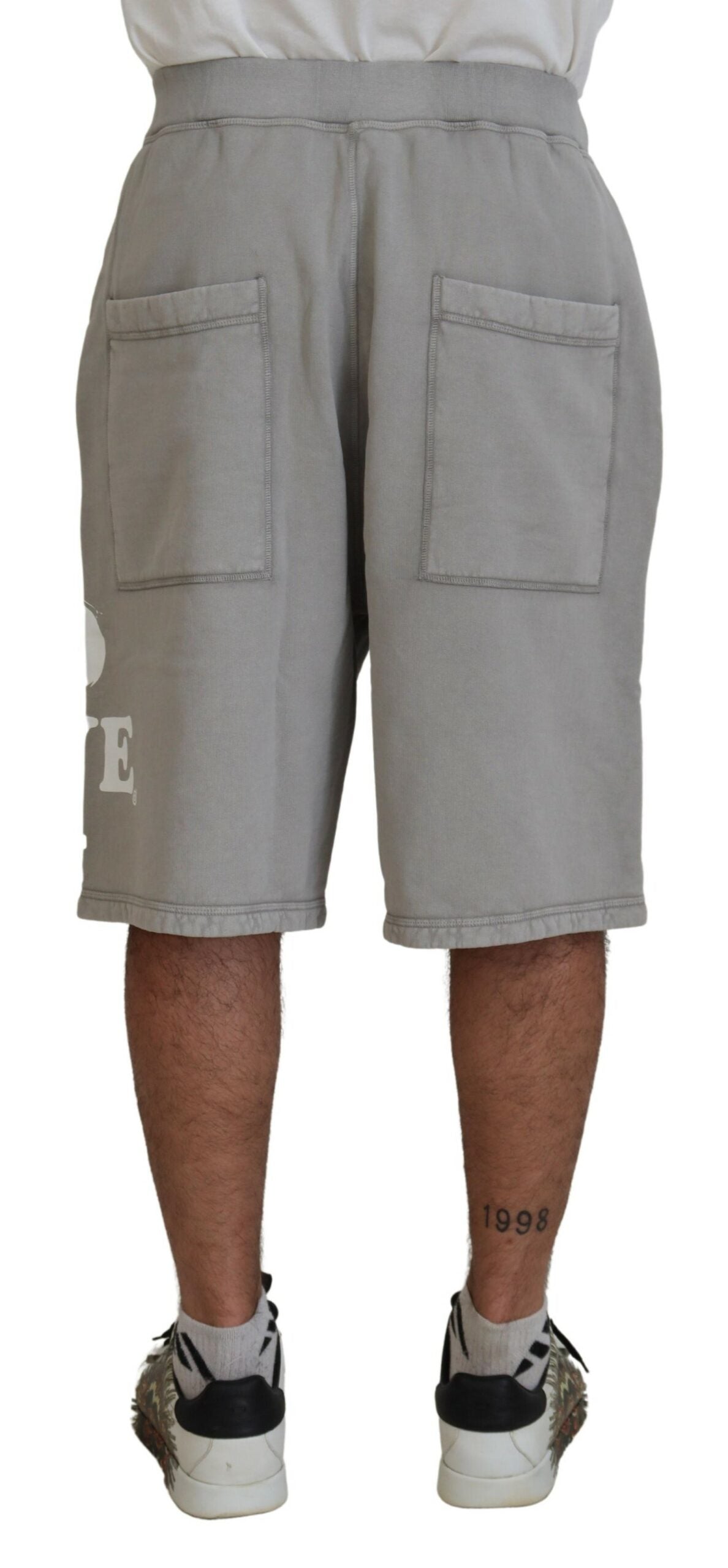 Gray Printed Pull On Men Casual Bermuda Shorts