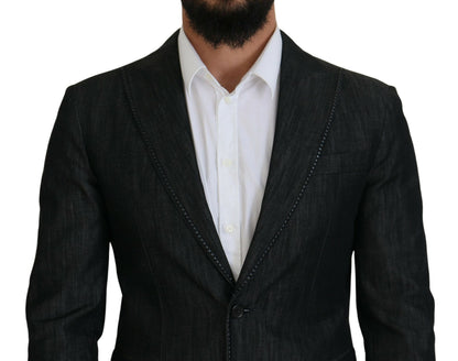 Black Cotton Single Breasted 2 Piece MIAMI Suit