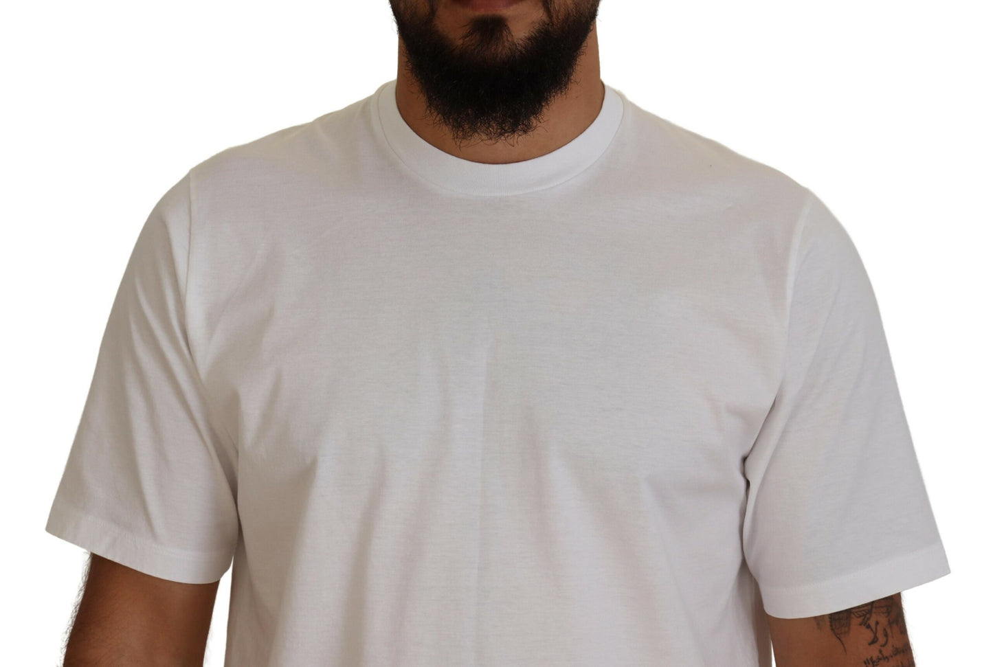 White Cotton Short Sleeves Crewneck T-shirt