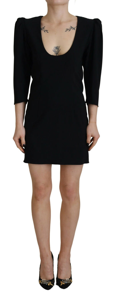 Black Polyester Long Sleeves Bodycon Sheath Dress