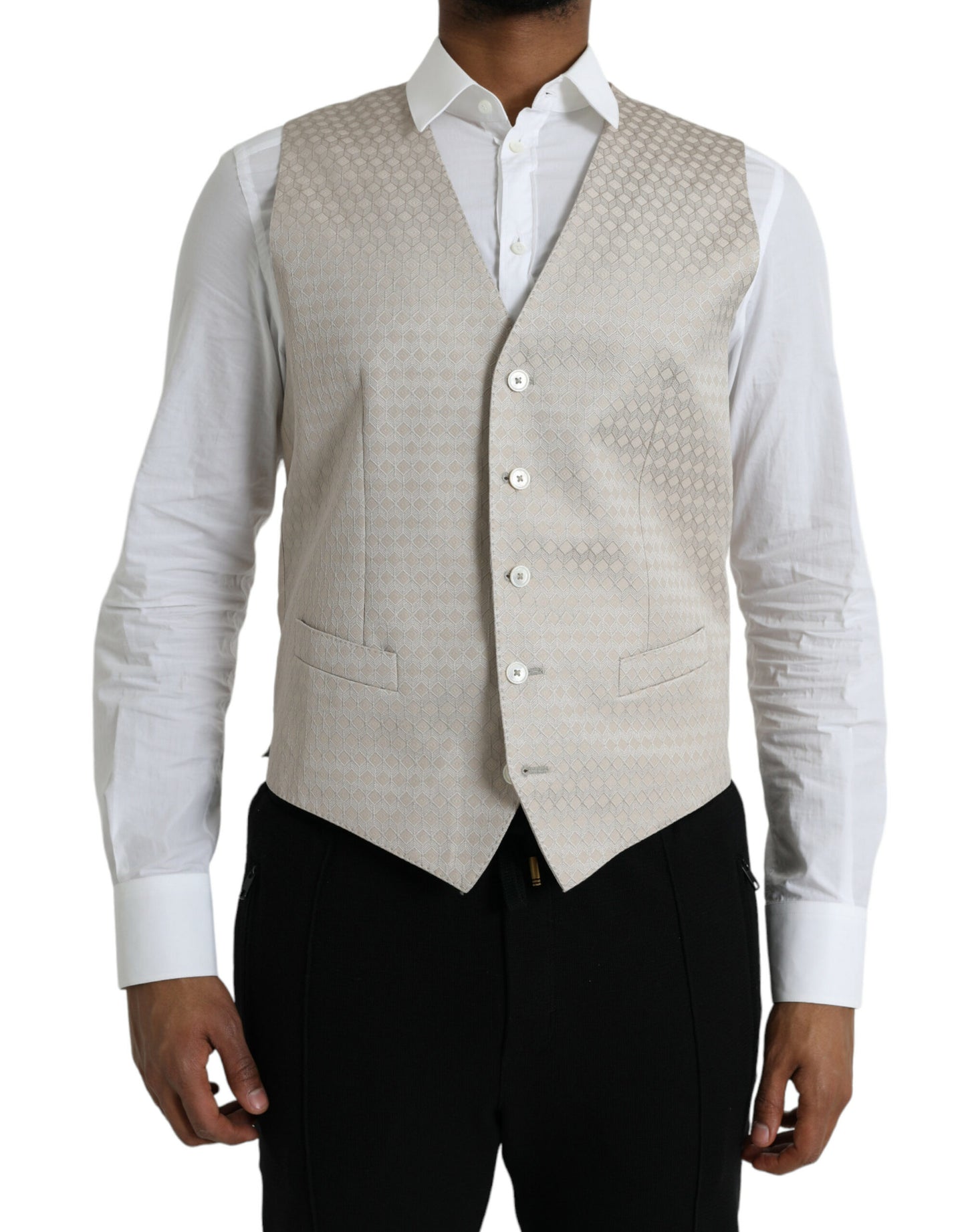 Off White Cotton Waistcoat Dress Formal Vest