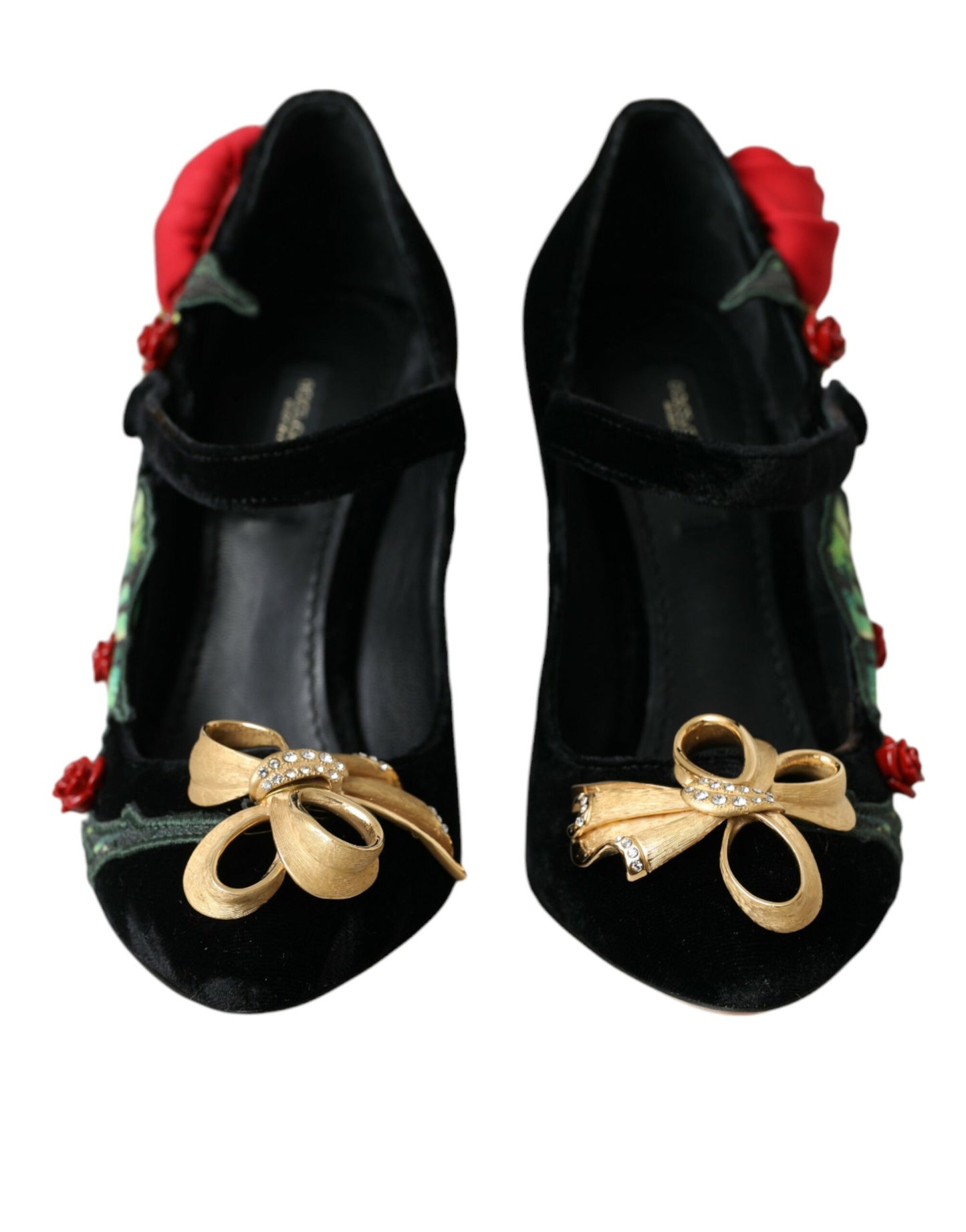 Black Roses Crystal Brooch Mary Jane Shoes