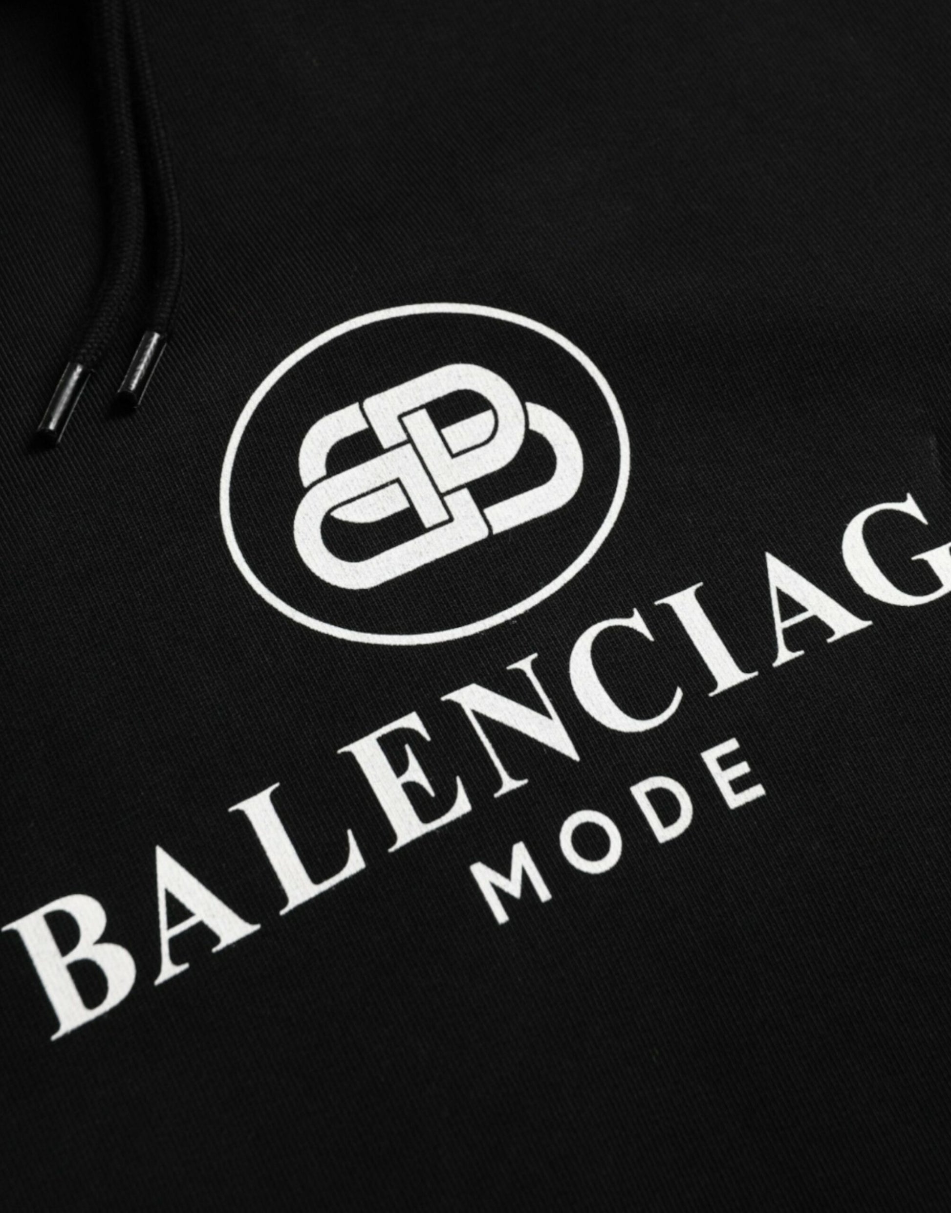 Black Cotton Logo Hooded Pullover Sweatshirt Sweater