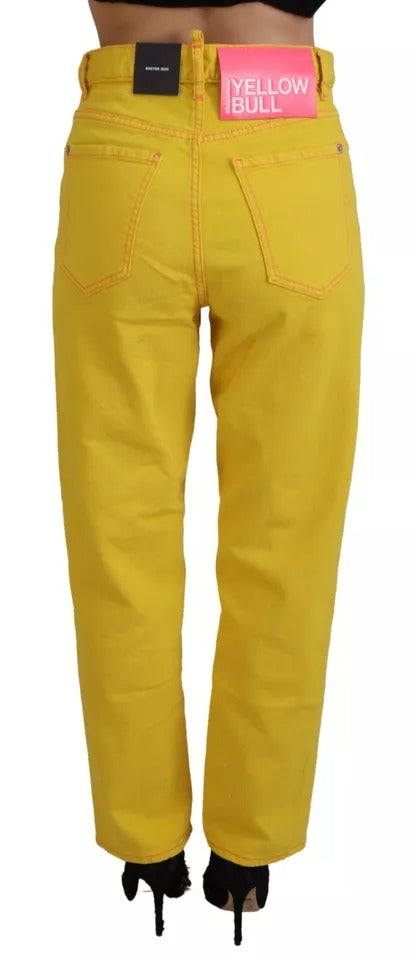 Yellow Cotton High Waist Straight Denim Boston Jeans