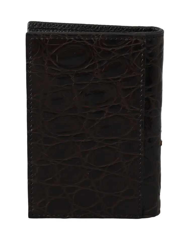 Brown 100% Caiman Mens Cardholder Case Cover Wallet