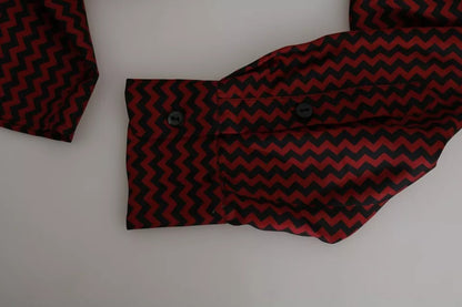 Black Red Zigzag Pattern Casual Shirt