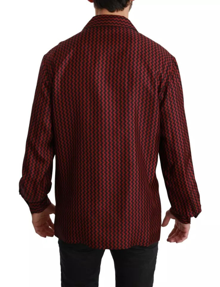 Black Red Zigzag Pattern Casual Shirt