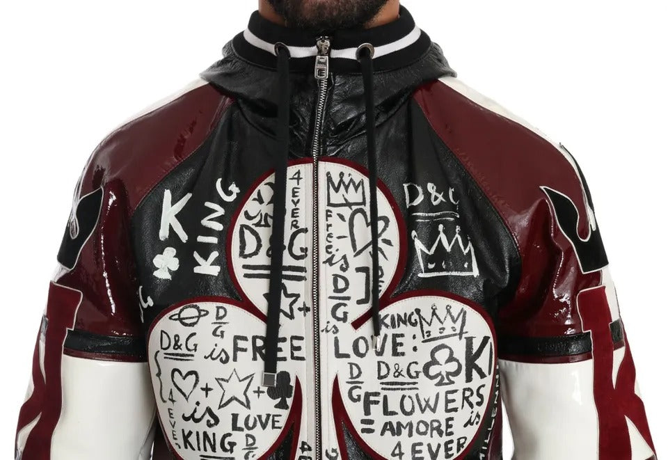 Black Bordeaux Hooded Leather DG King of Love Jacket