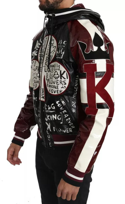 Black Bordeaux Hooded Leather DG King of Love Jacket