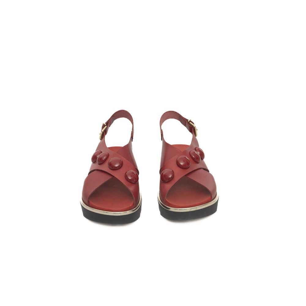 Red Leather Women Sandal