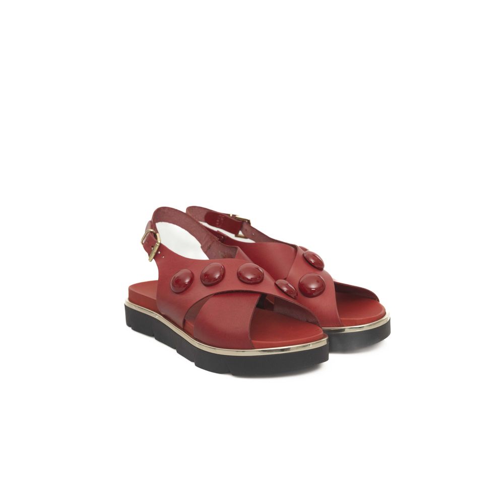 Red Leather Women Sandal