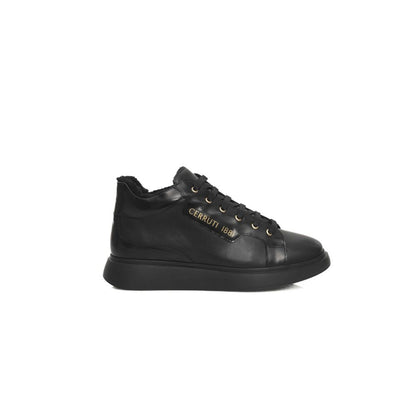 Black Leather Women Sneaker