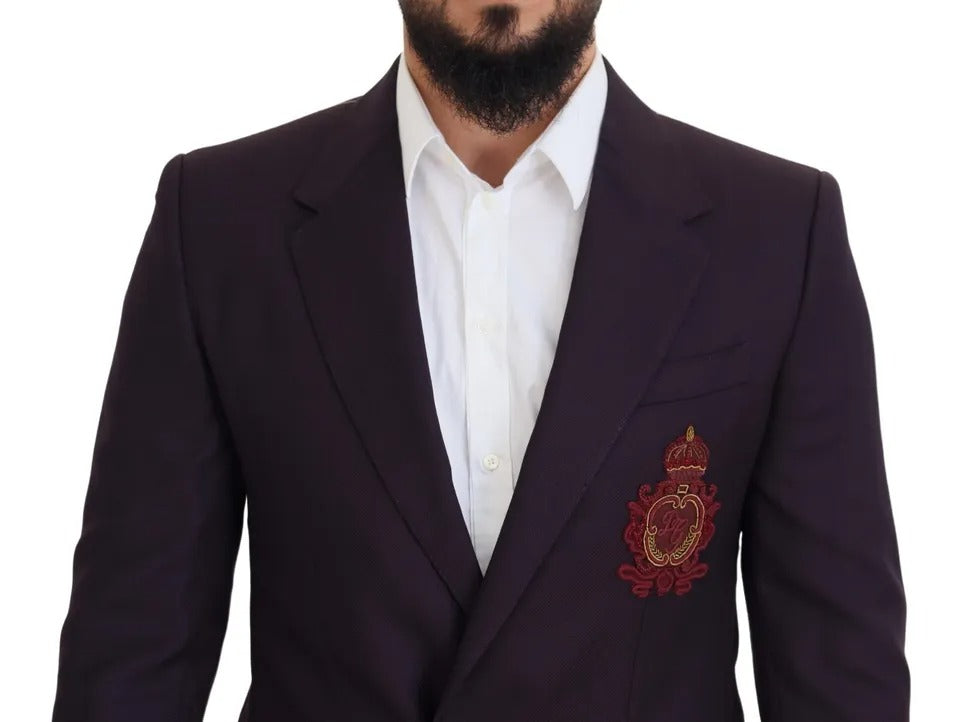 Purple Logo Single Breasted Wool Blazer