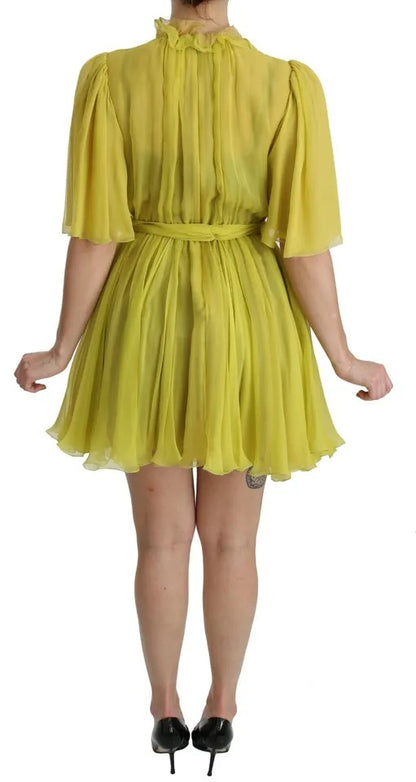 Yellow Shift A-line Silk Gown Dress