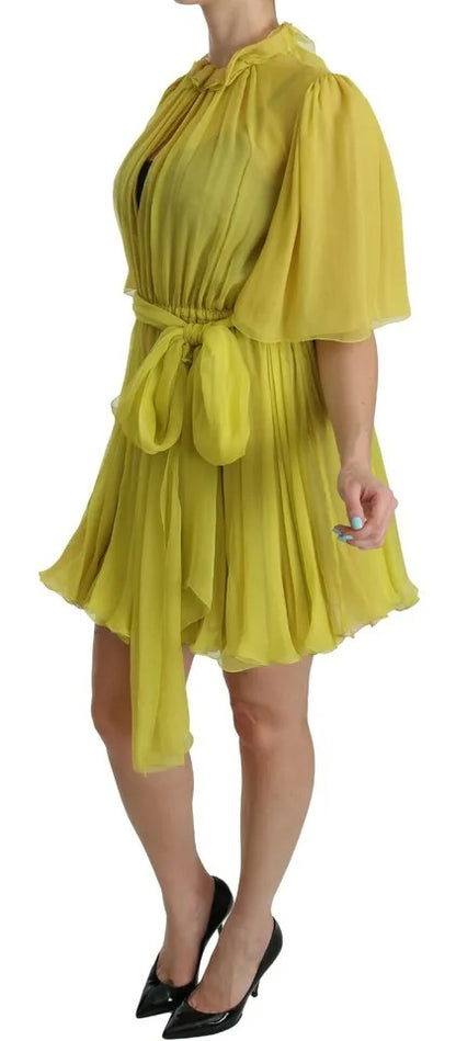 Yellow Shift A-line Silk Gown Dress