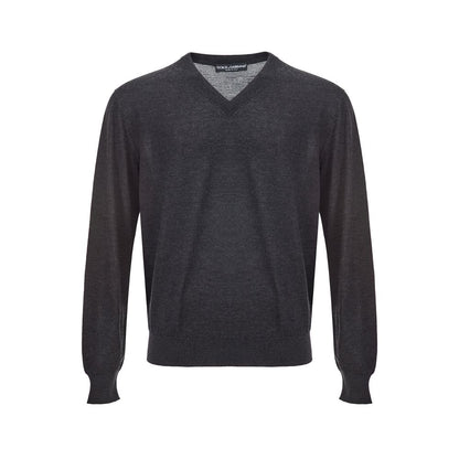 Elegant Gray Cashmere Sweater for Men