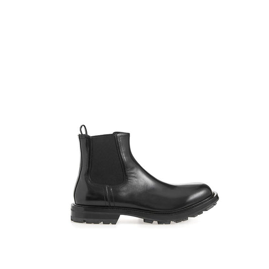 Sleek Black Leather Boots for Men