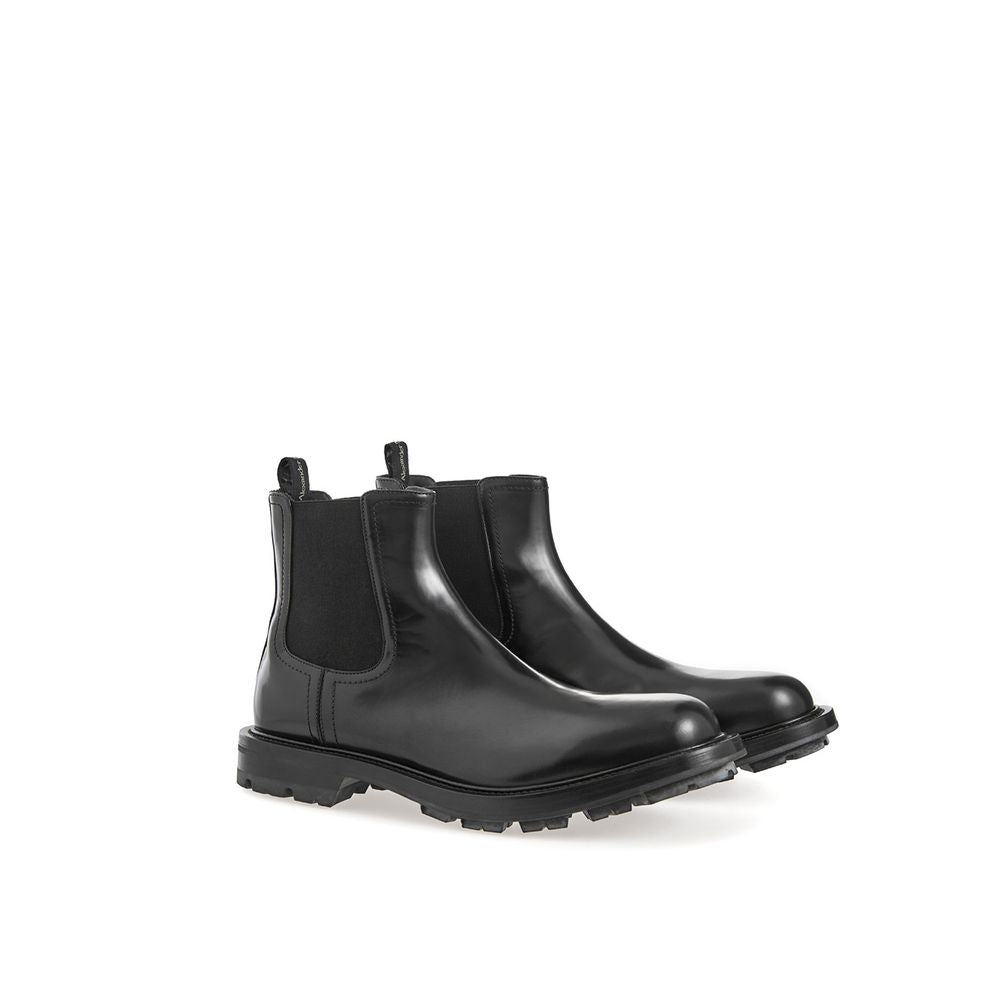 Sleek Black Leather Boots for Men