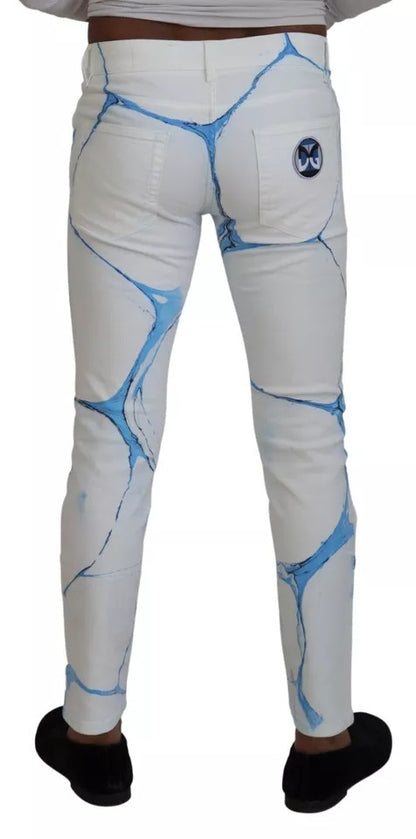 White Blue Cotton Skinny Denim Jeans