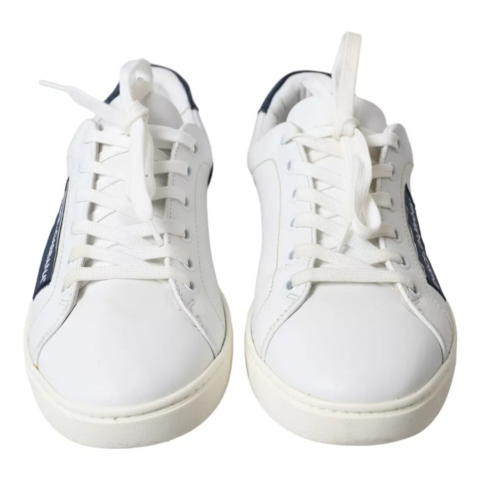 White Black Leather Low Top Sneakers Portofino Shoes