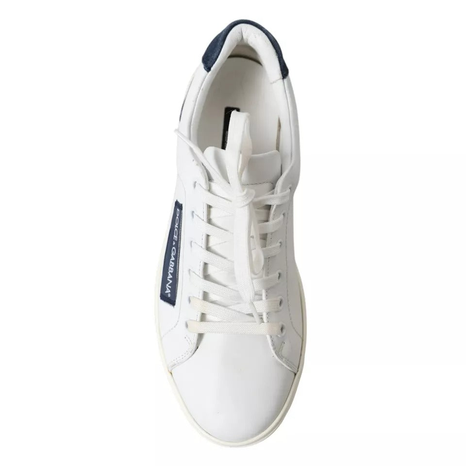 White Black Leather Low Top Sneakers Portofino Shoes