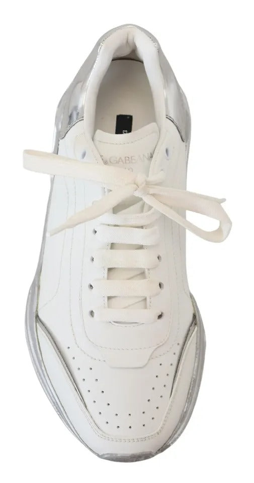 White Silver Leather Daymaster Women Sneakers Shoes