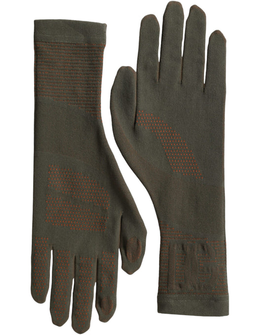 Brown Cotton Stretch Wrist Length Gloves