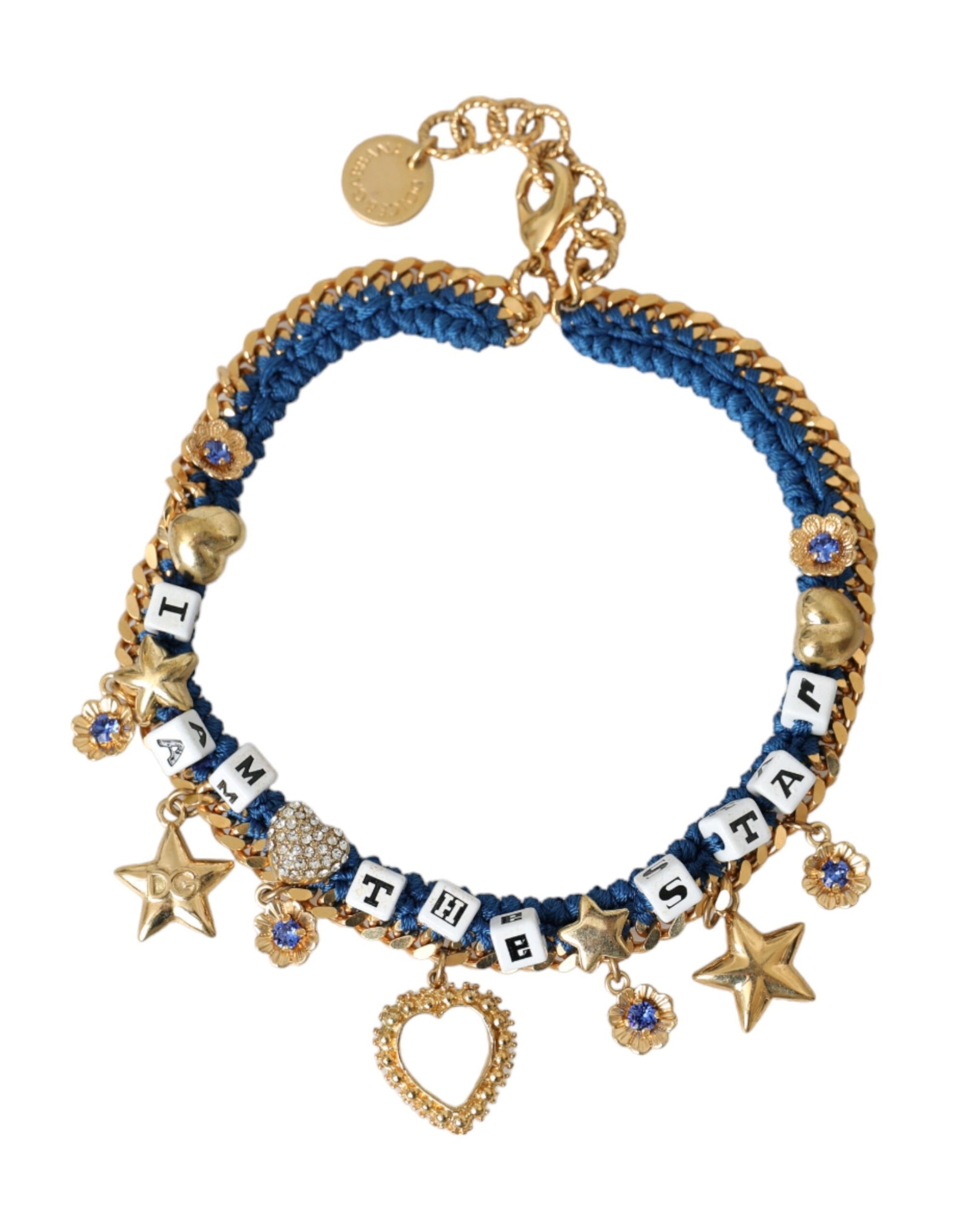 Gold Tone Brass Chain Iam The Star Bracelet