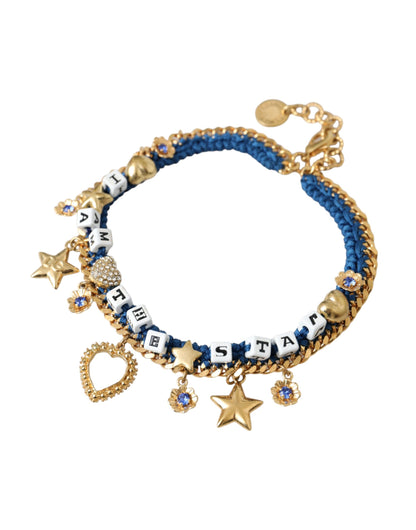 Gold Tone Brass Chain Iam The Star Bracelet