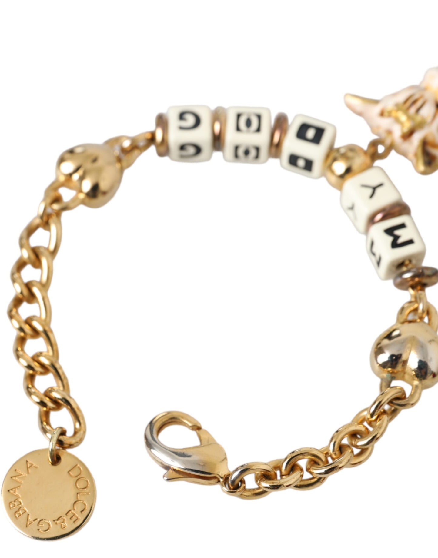 Gold Tone Brass Chain MY DOG Heart Bracelet