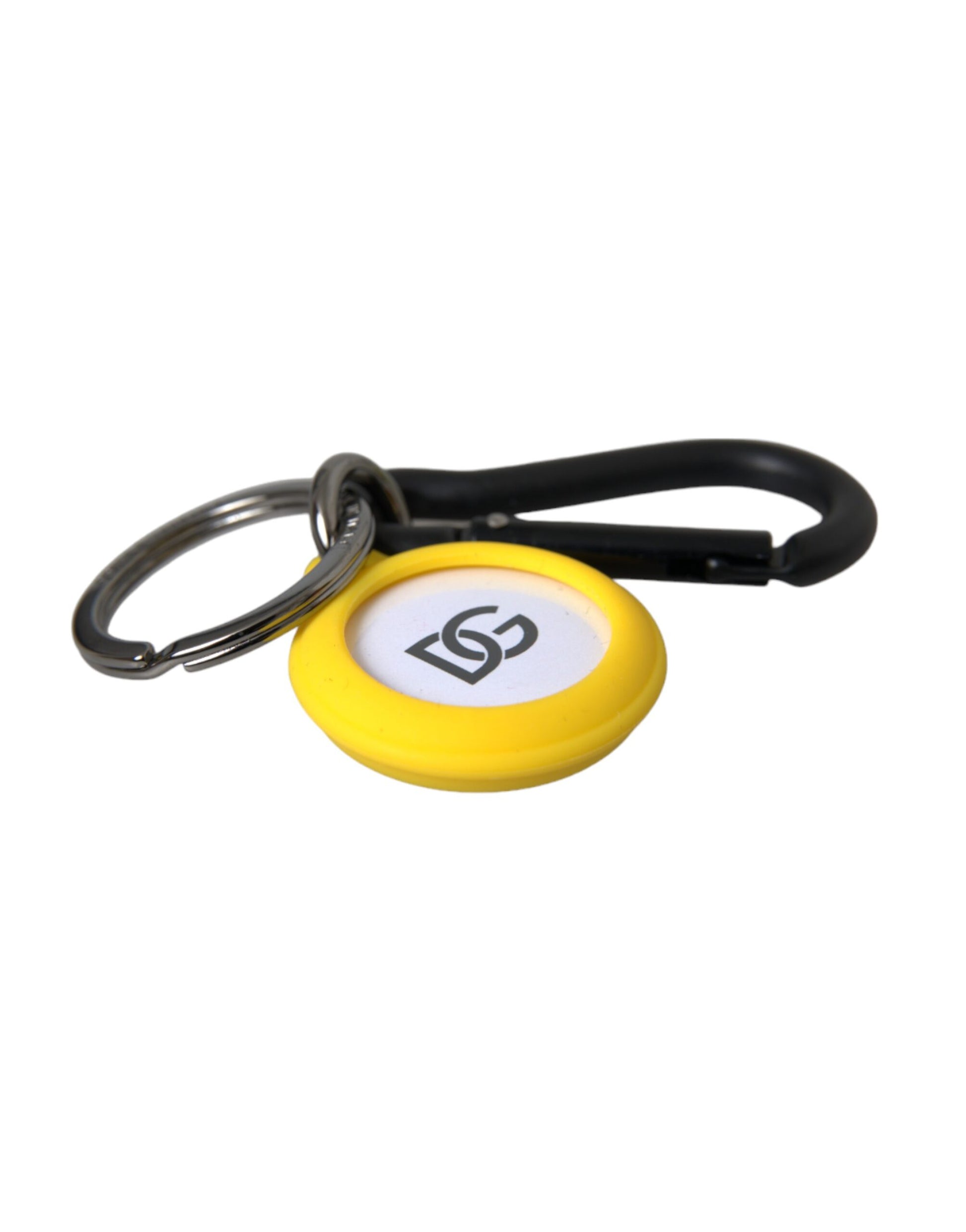 Yellow Rubber DG Logo Round Brass Metal Keyring Keychain