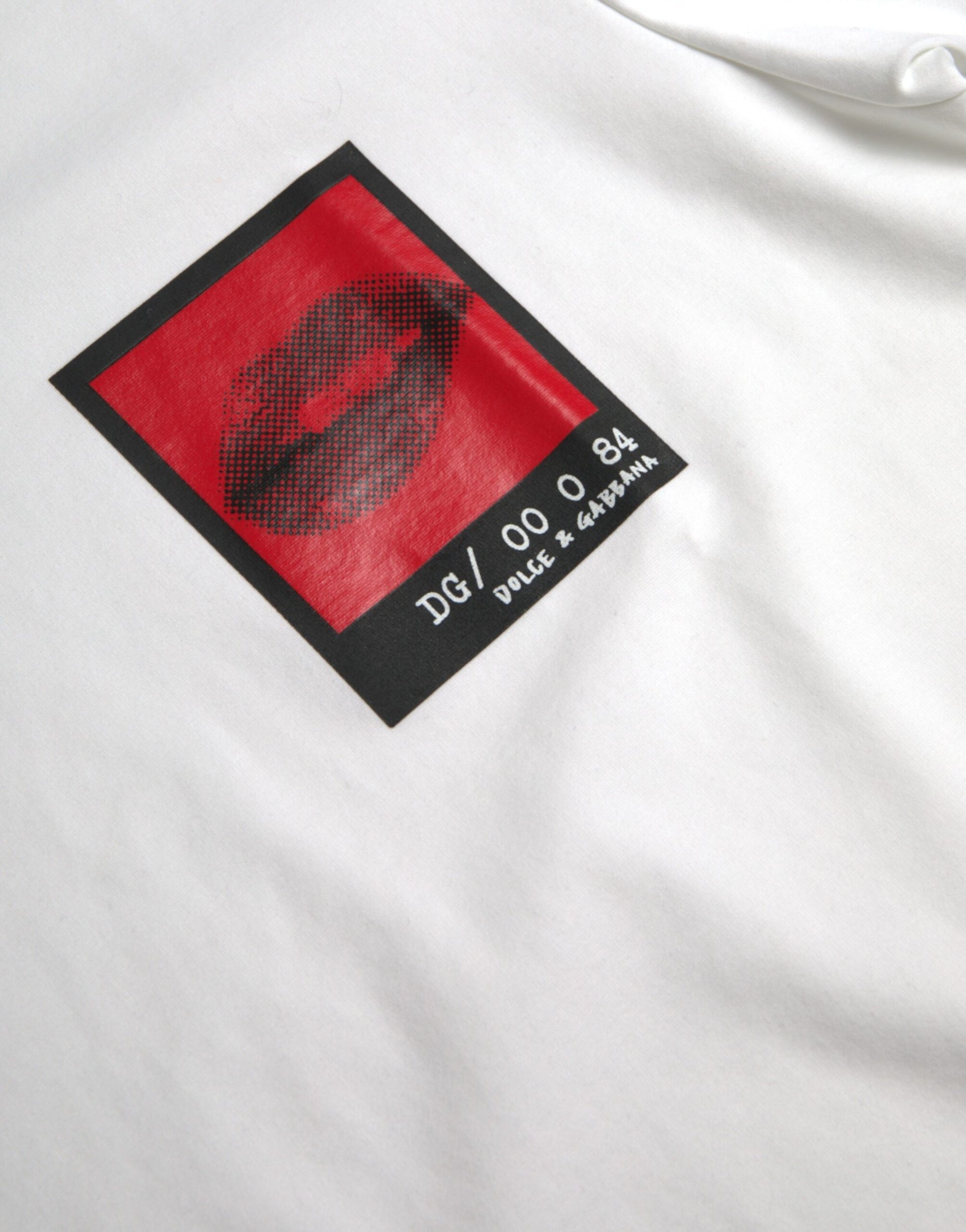 White Red Lips Print Cotton Men T-shirt