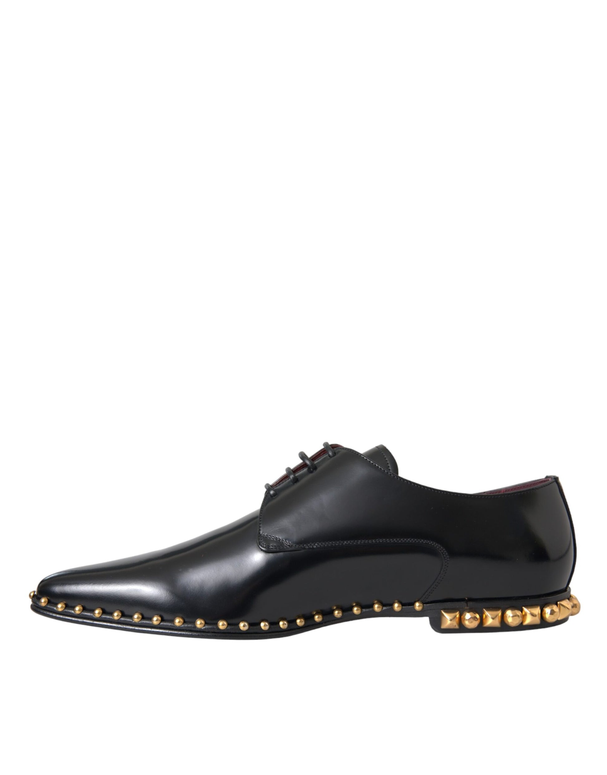 Black Leather Gold Studded Derby Dress Shoes