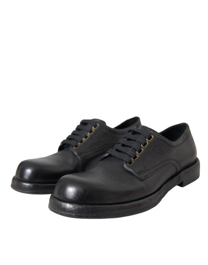 Black Horse Leather Derby Men Dress Shoes