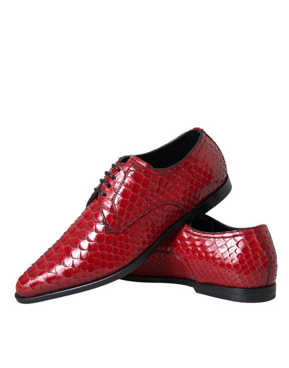 Red Textured Varnished Derby Men Formal Shoes