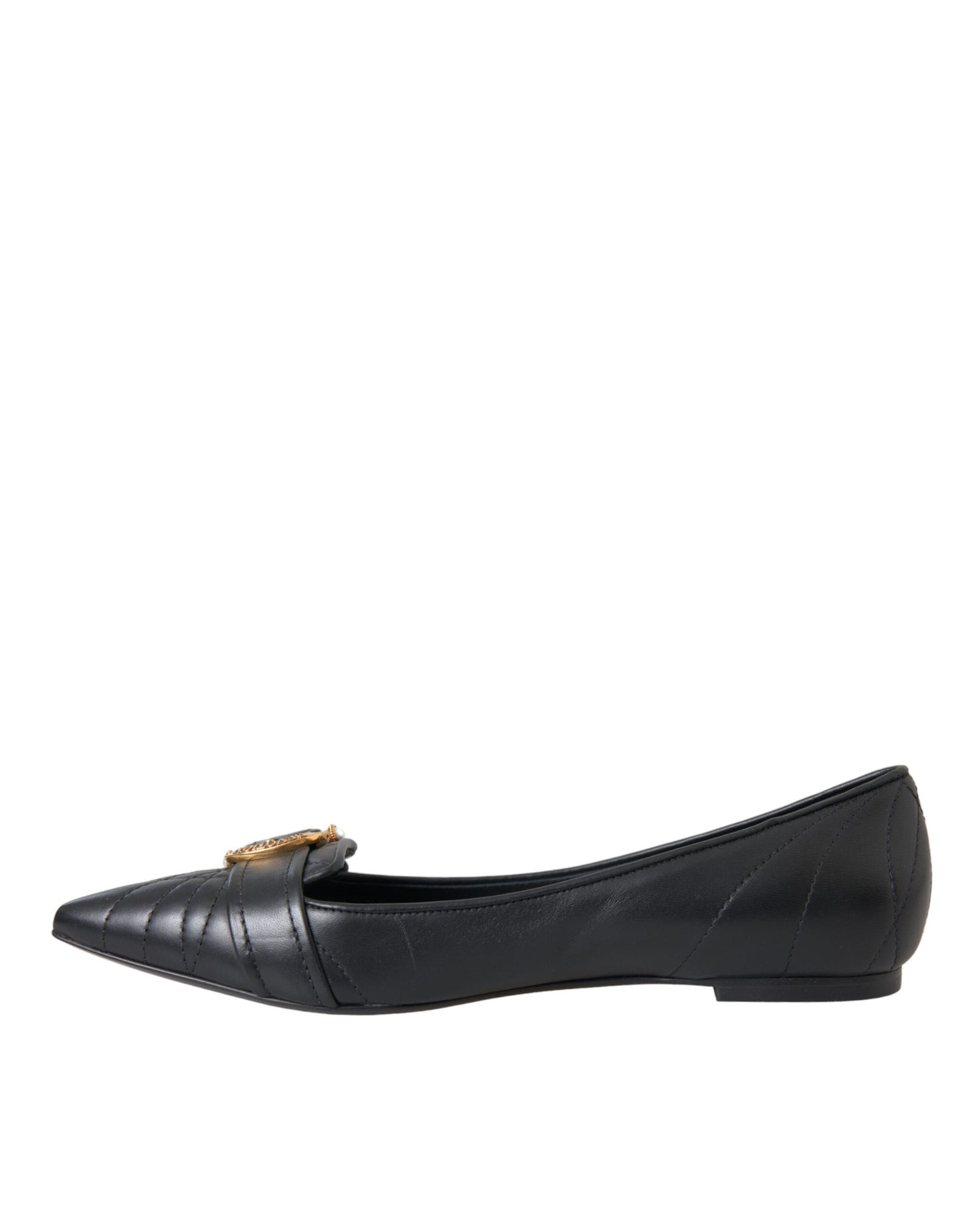 Black Devotion Leather Pointy Flats Shoes