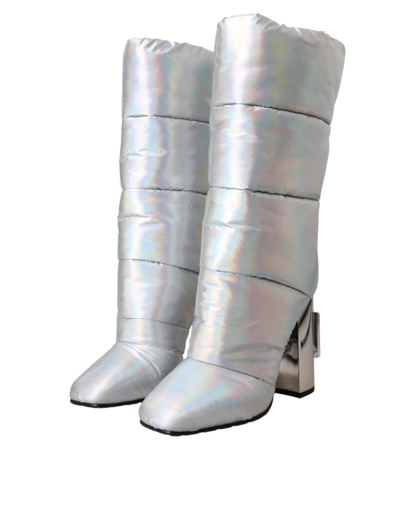 Silver Padded DG Logo Heels Boots Shoes