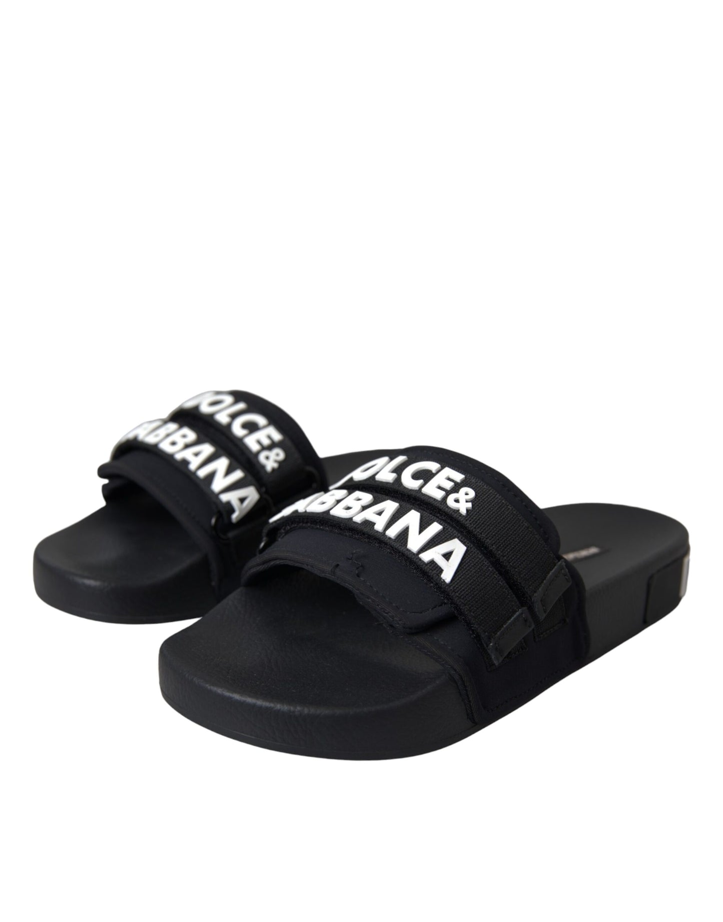 Black Logo Beachwear Flats Sandals Shoes