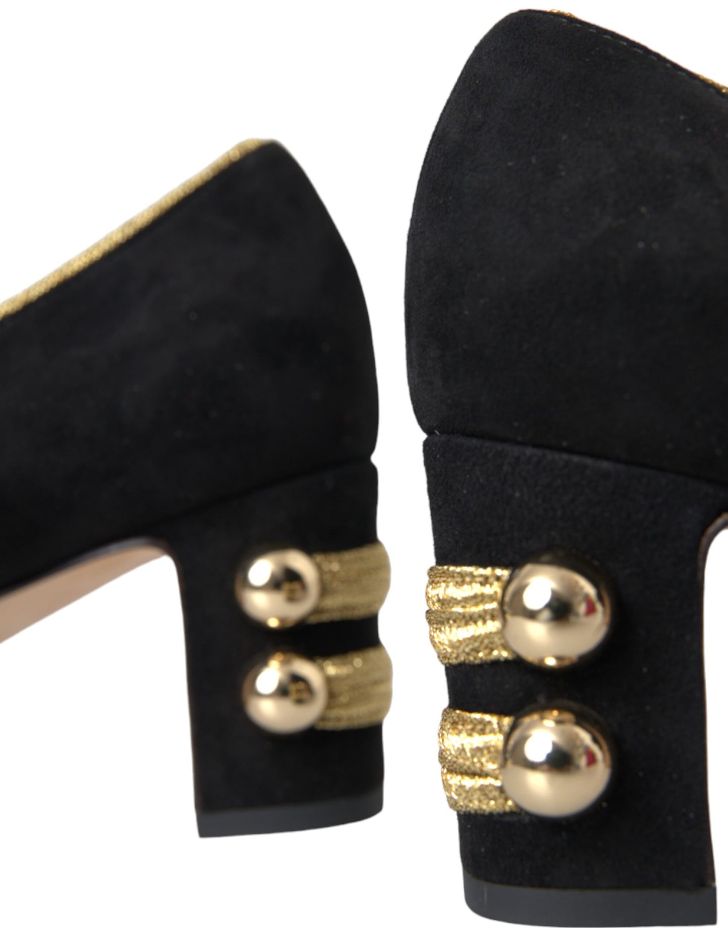 Black Suede Gold Mary Janes Heels Pumps Shoes