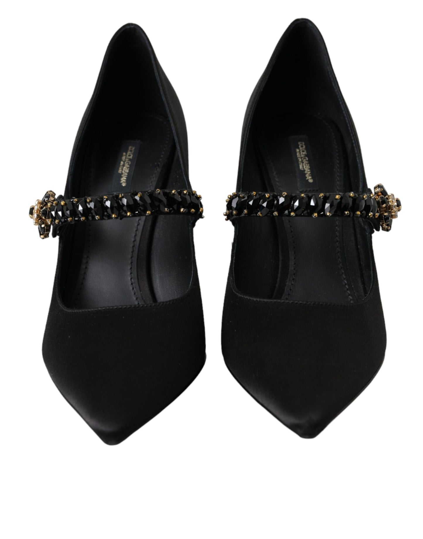 Black Mary Jane Crystal Heels Pumps Shoes