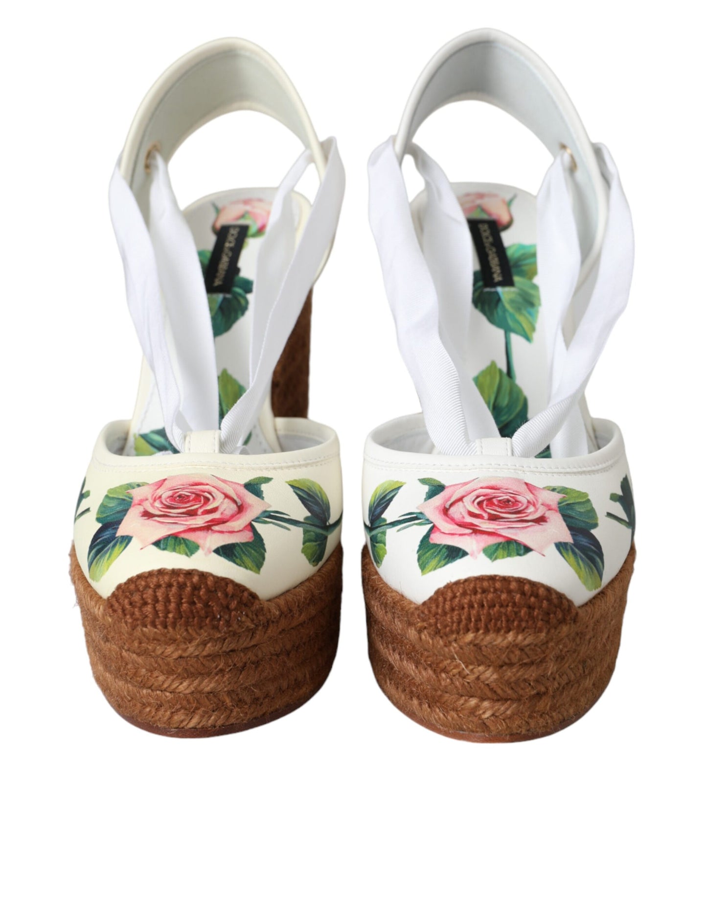 White Floral Wedge Heels Sandals Shoes