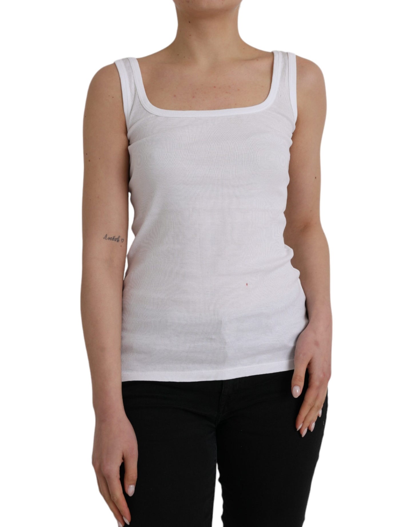 White Cotton Sleevelesss Tank Casual Top