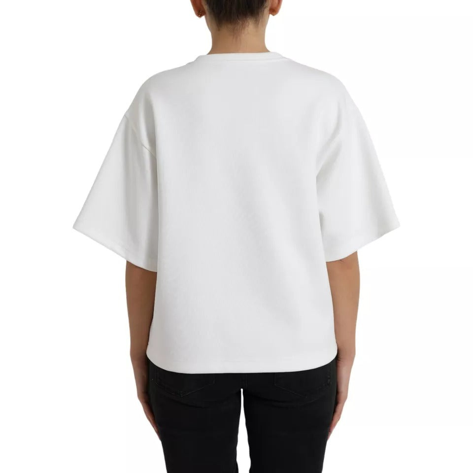 White Cotton Black HOT Crystal Top T-shirt