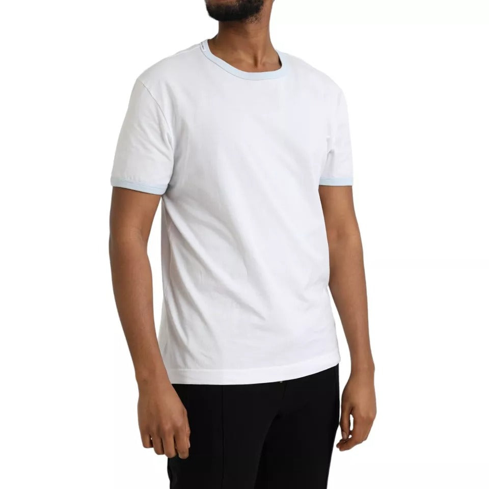 White Cotton Round Neck Short Sleeve T-shirt