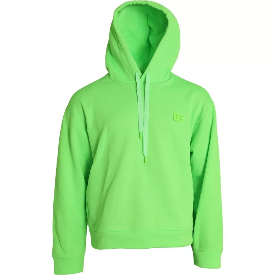 Neon Green Logo Pullover Hooded Sweatshirt Sweater