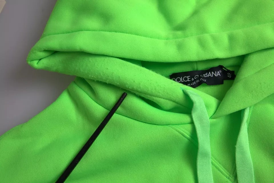 Neon Green Logo Pullover Hooded Sweatshirt Sweater