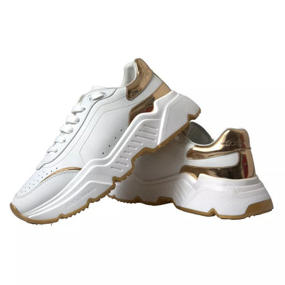 White Gold Leather Men Sneakers DAYMASTER Shoes