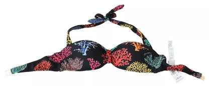 Black Corals Print Swimsuit Beachwear Bikini Top