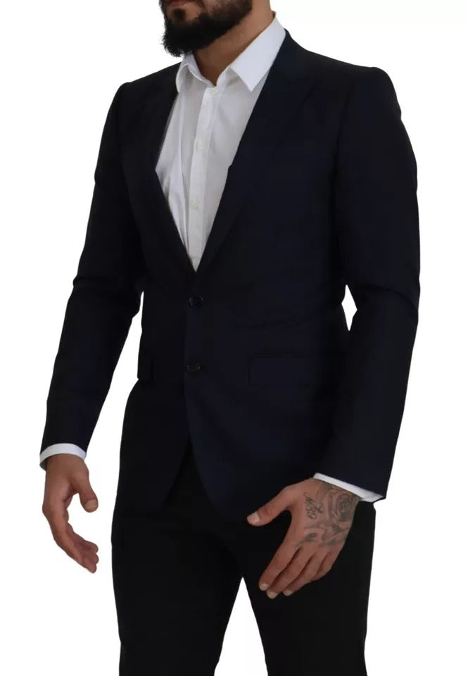 Blue Wool Single Breasted Coat Men Blazer