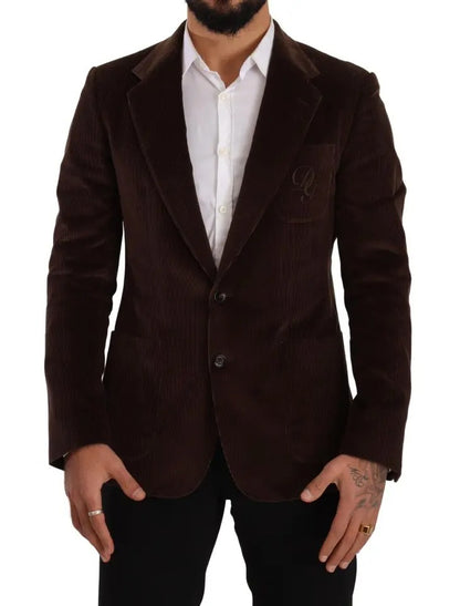 Brown Corduroy Slim Fit Coat DG Logo Blazer